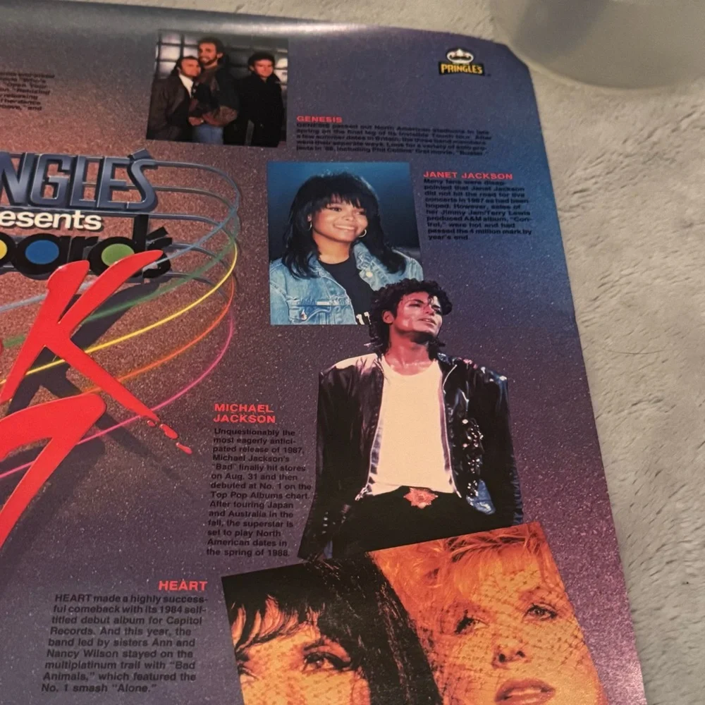 Pringles Billboard Rock ’87‎ 1987 Promo Poster Madonna Bon Jovi U2 Whitney